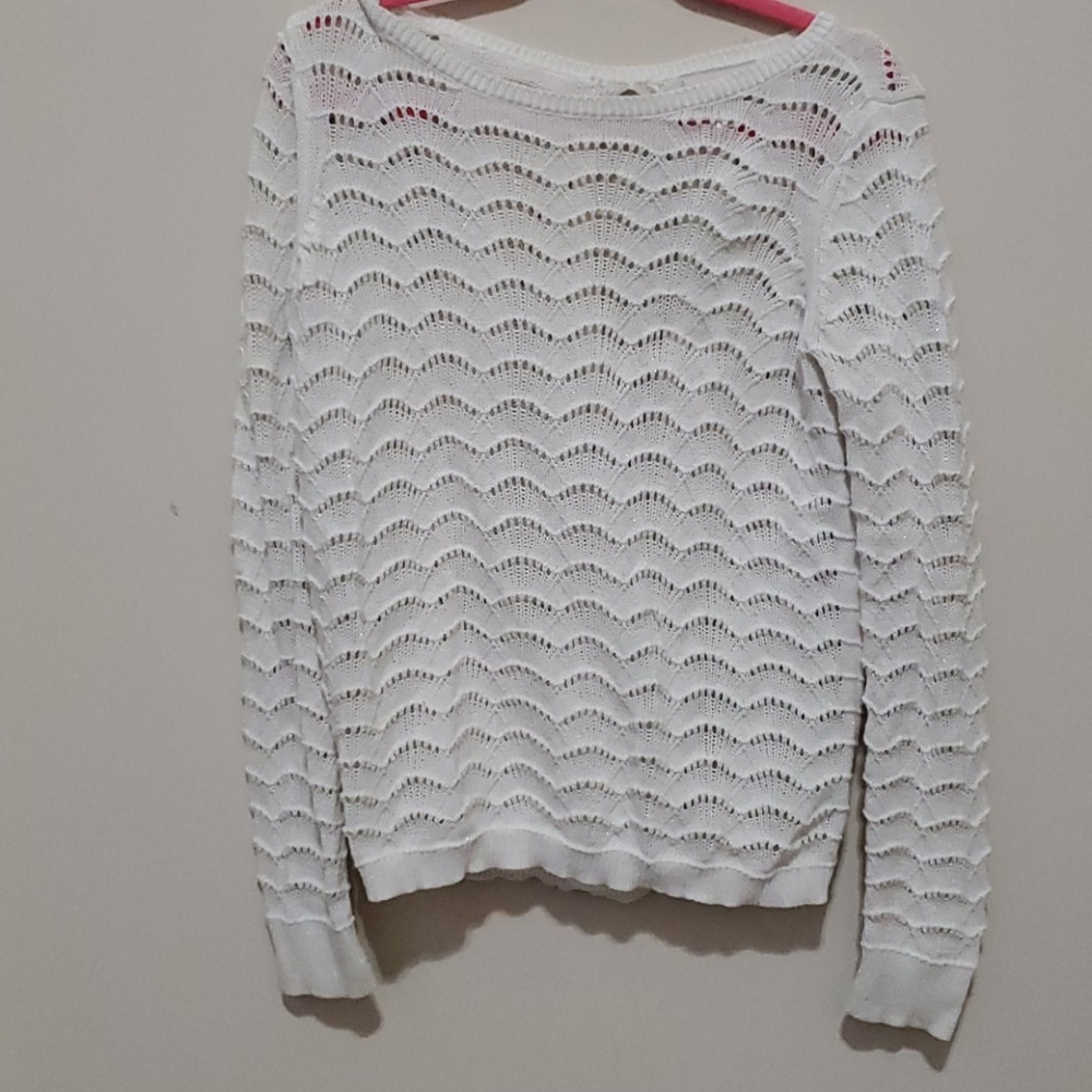 LOFT Med Cream Open Back Sweater